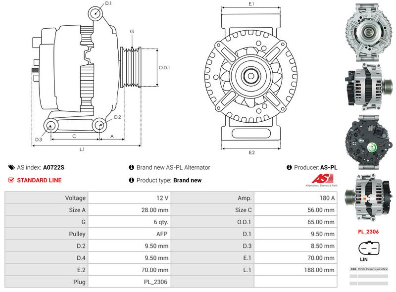 AS-PL A0722S Alternator