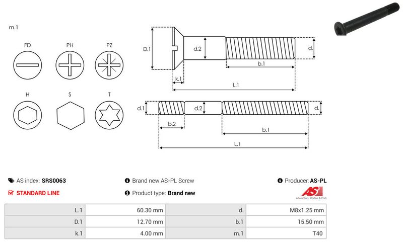 AS-PL SRS0063 Repair Set, alternator