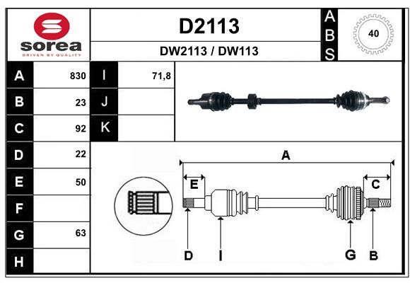 SNRA D2113 - Axle Shaft