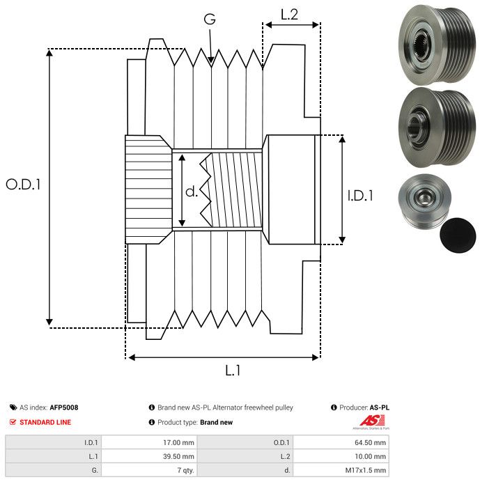 AS-PL AFP5008 Alternator Freewheel Clutch