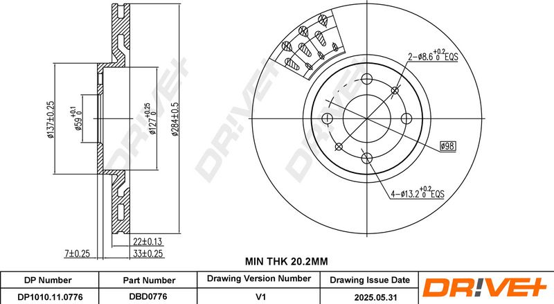 Disc frana DP1010.11.0776 Dr!ve+