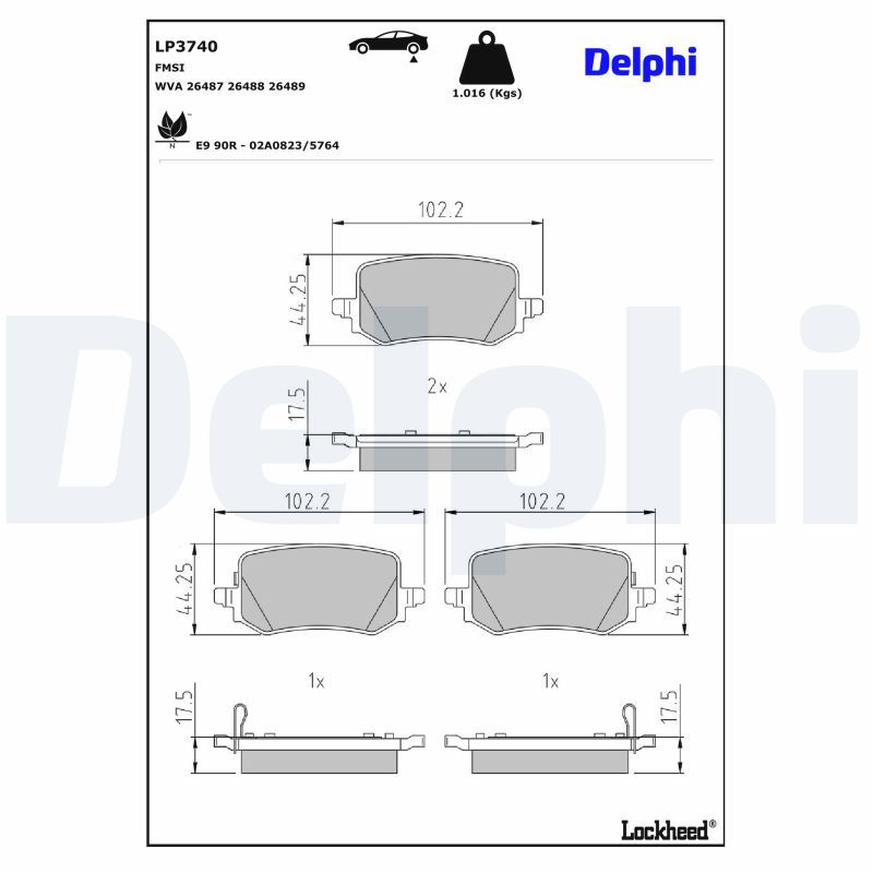 Piduriklotsi komplekt, ketaspidur, DELPHI LP3740