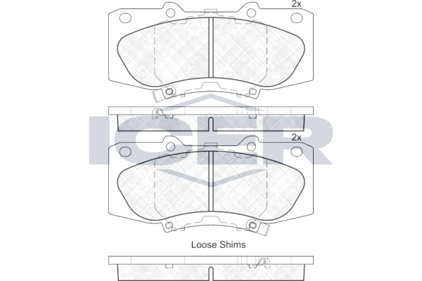 Комплект гальмівних накладок, дискове гальмо, Icer 182006