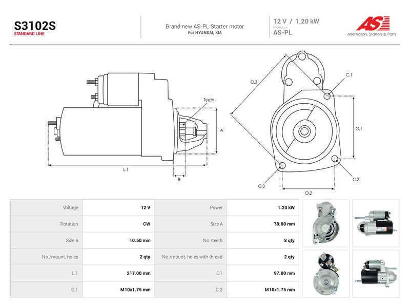 Starter, AS-PL S3102S