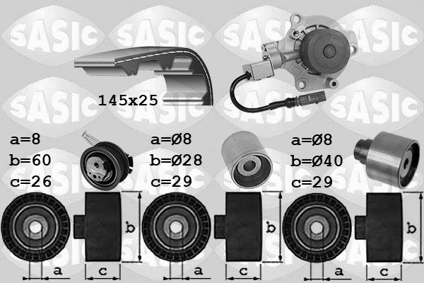 SASIC Vízpumpa + fogasszíj készlet 3906114