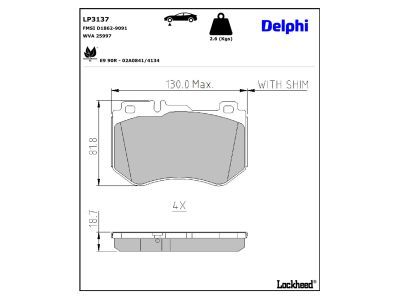 DELPHI LP3137 Brake Pad Set, disc brake