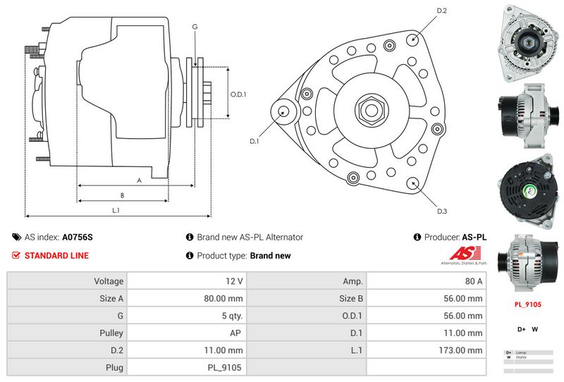 AS-PL A0756S Alternator