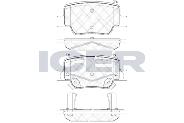 Комплект гальмівних накладок, дискове гальмо, Icer 181945