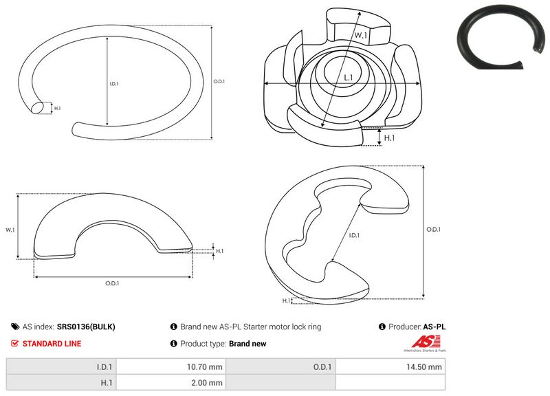 AS-PL SRS0136(BULK) Repair Kit, starter