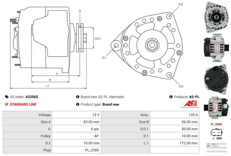 AS-PL A3356S Alternator