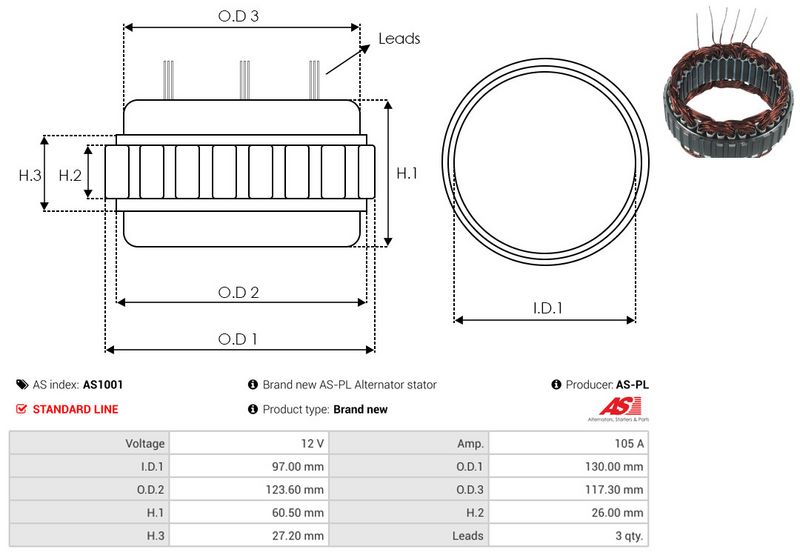 Staator, generaator, AS-PL AS1001