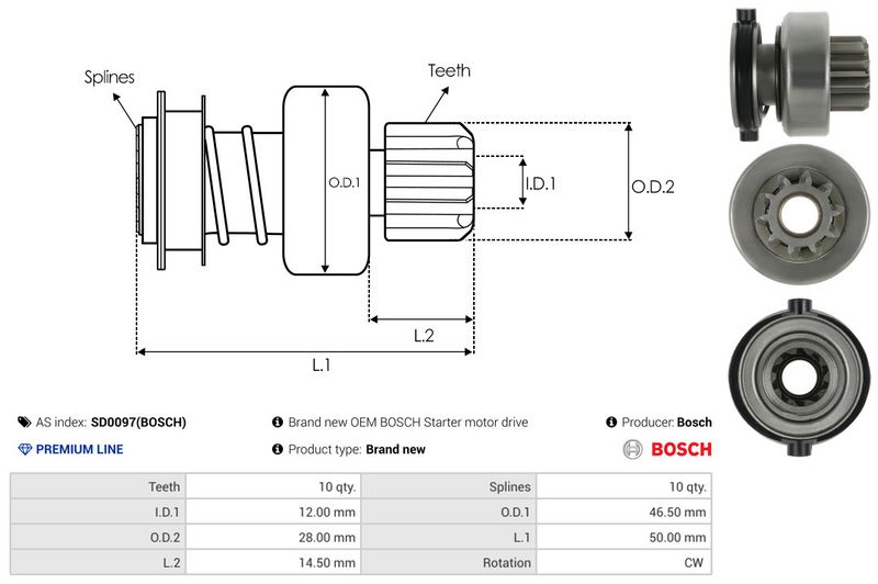 AS-PL SD0097(BOSCH) Freewheel Gear, starter
