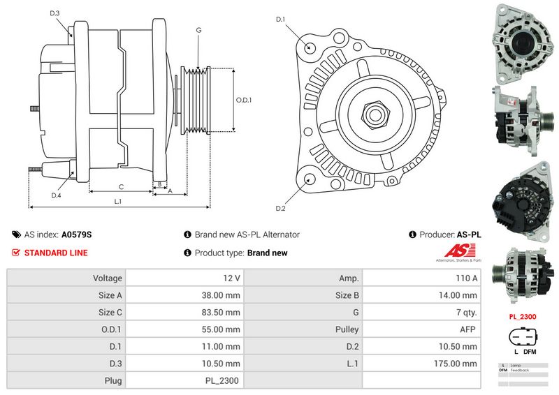 AS-PL A0579S Alternator