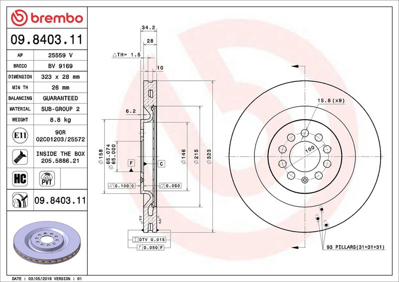 BREMBO 09.8403.11 Brake Disc