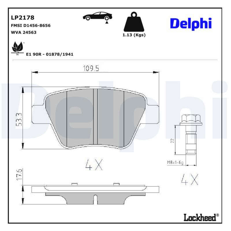 Piduriklotsi komplekt, ketaspidur, DELPHI LP2178