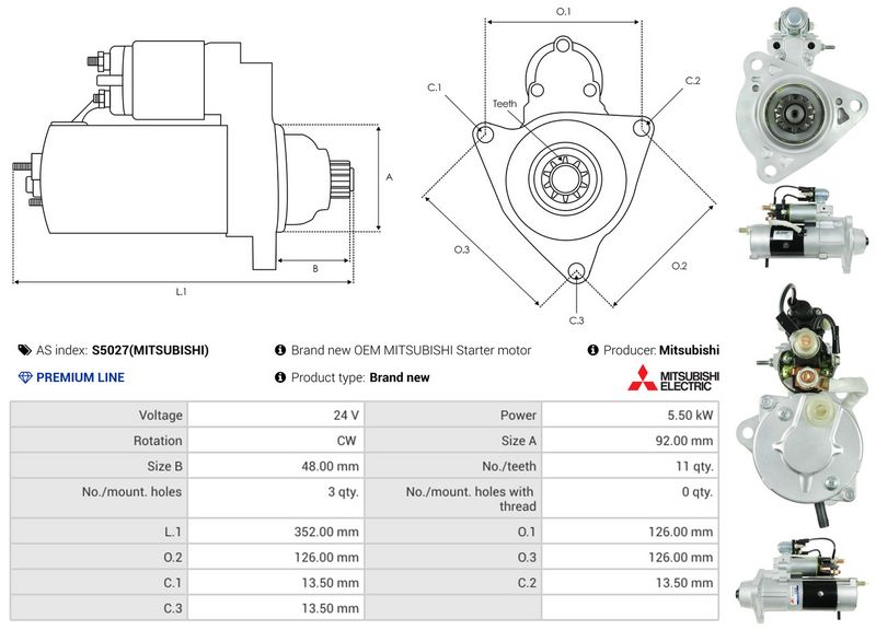 AS-PL S5027(MITSUBISHI) Starter