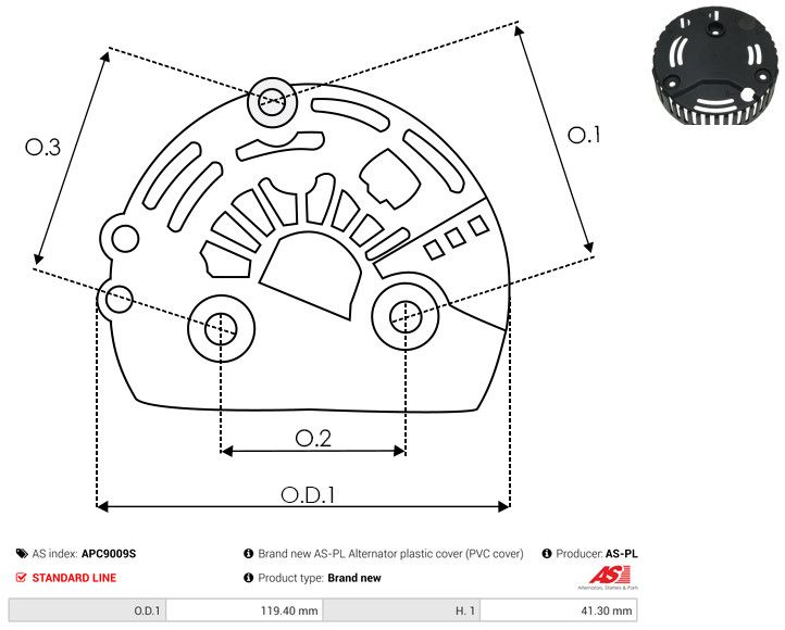 AS-PL APC9009S Protective Cap, alternator