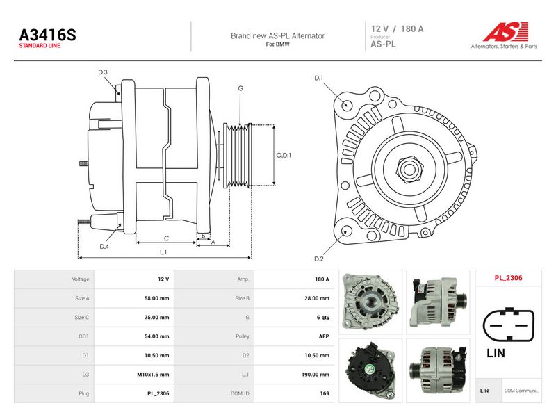 Generaator, AS-PL A3416S