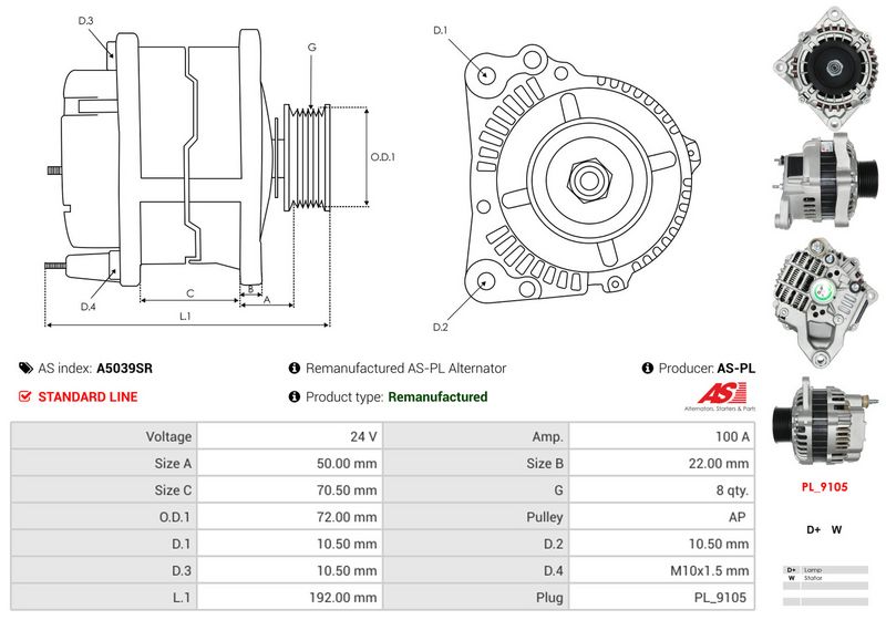 AS-PL A5039SR Alternator