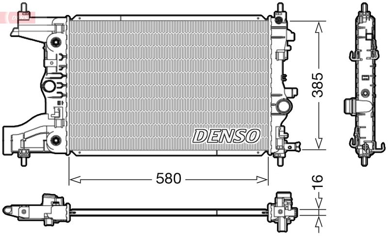 Радіатор, система охолодження двигуна, Denso DRM20005