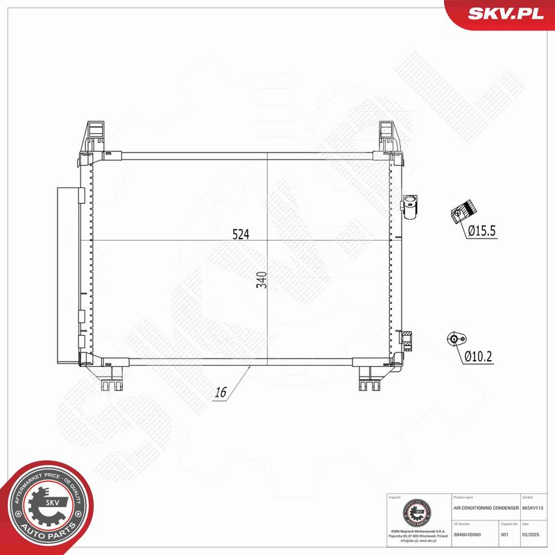 ESEN SKV 86SKV115 Condenser, air conditioning