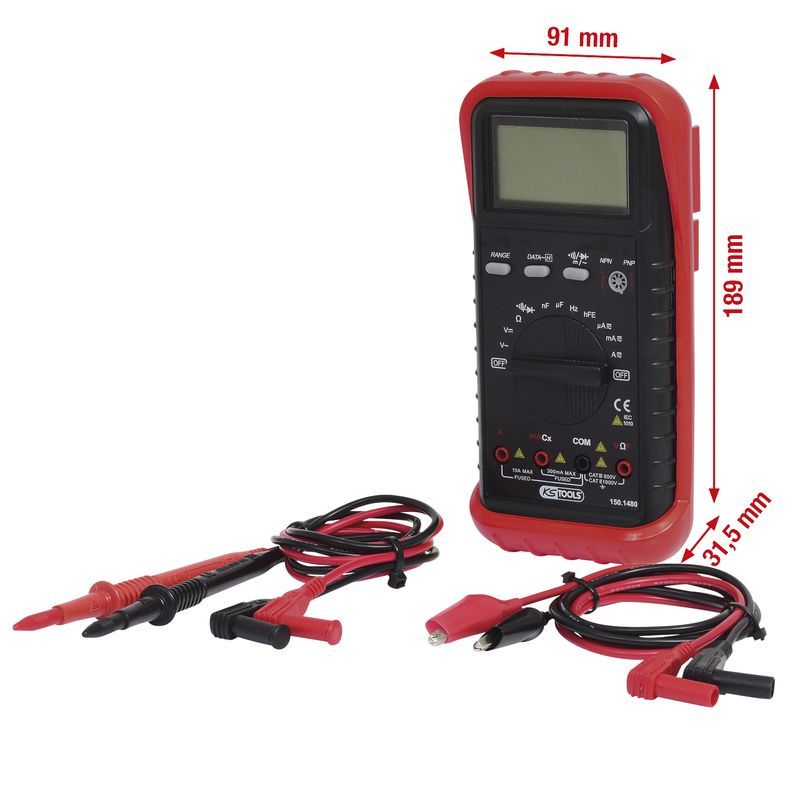 Digital multimeter, inklusive kontrollspetsar och klämmor