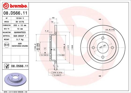 Гальмівний диск, Brembo 08.D566.11