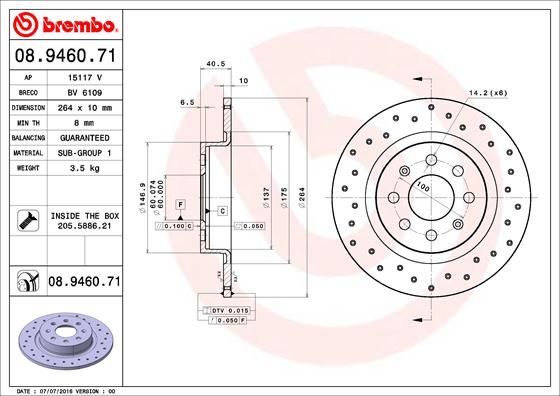 BREMBO Remschijf 08.9460.71