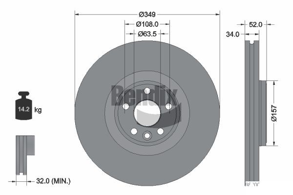 BENDIX Braking féktárcsa BDS1586HC