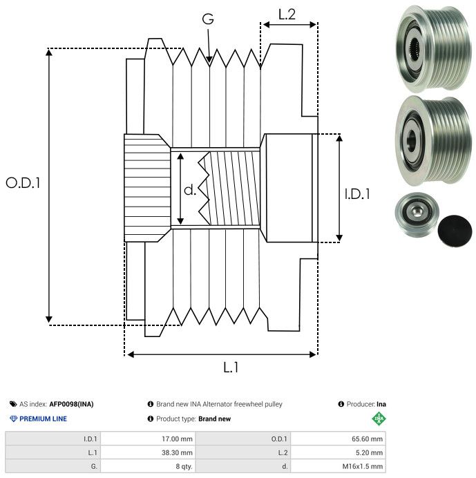 AS-PL AFP0098(INA) Alternator Freewheel Clutch