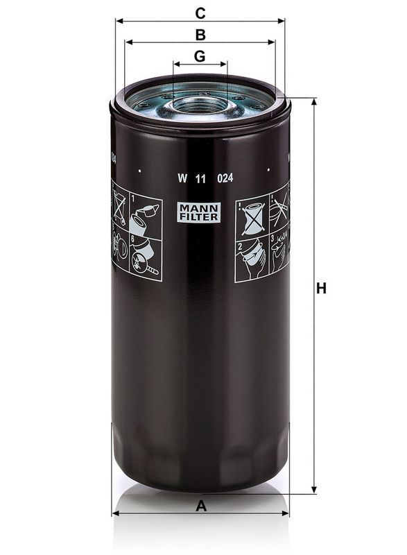 Oliefilter (geschroefd) past: FORD CARGO II, F-MAX FHR6/FHT6/FHU6 09.15-