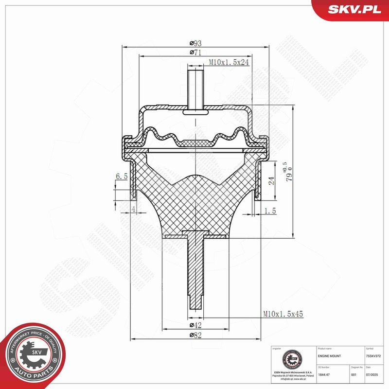 ESEN SKV 75SKV372 Mounting, engine