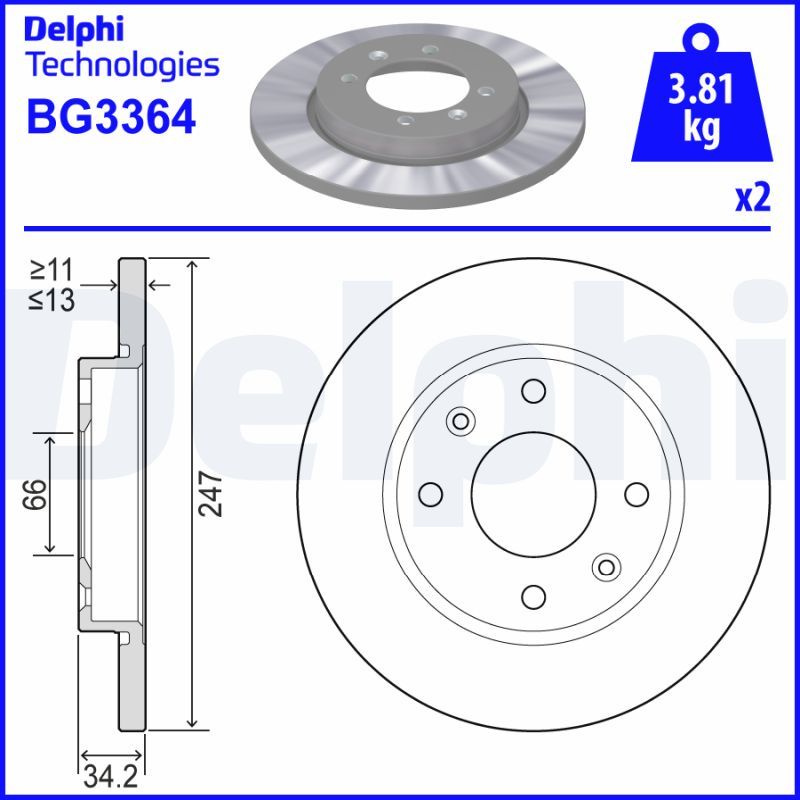 Гальмівний диск, Delphi BG3364