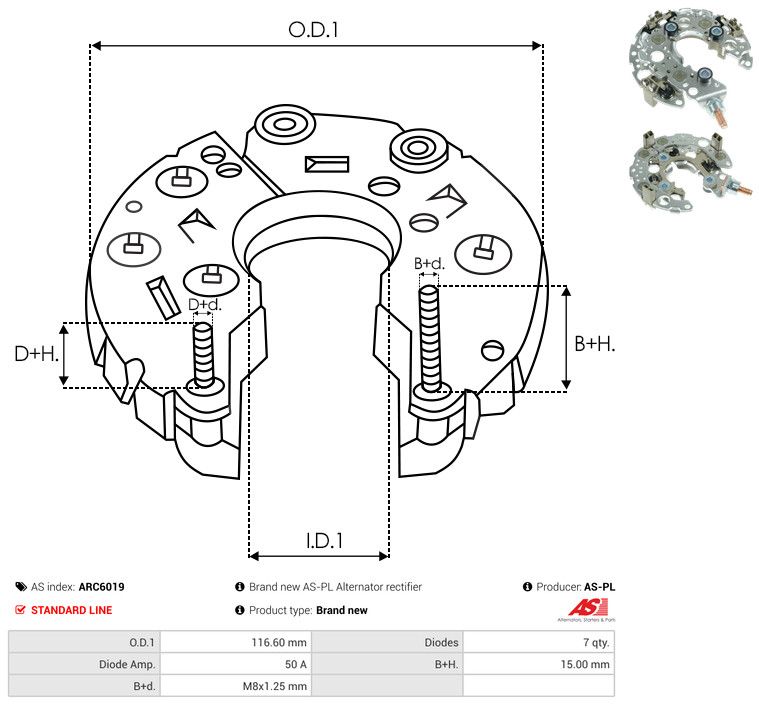 AS-PL ARC6019 Rectifier, alternator
