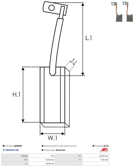 AS-PL AB9006P Carbon Brush, alternator
