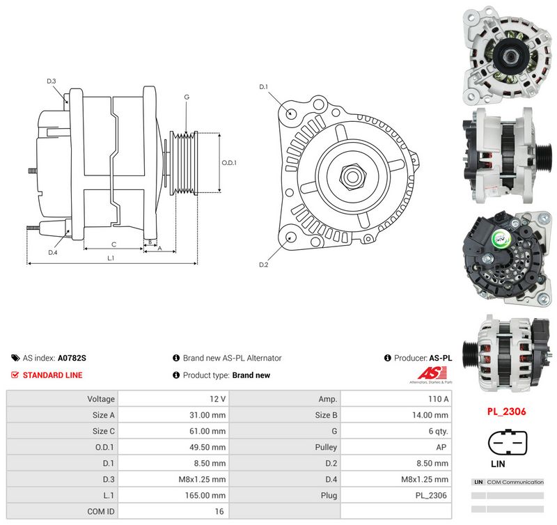 Generaator, AS-PL A0782S
