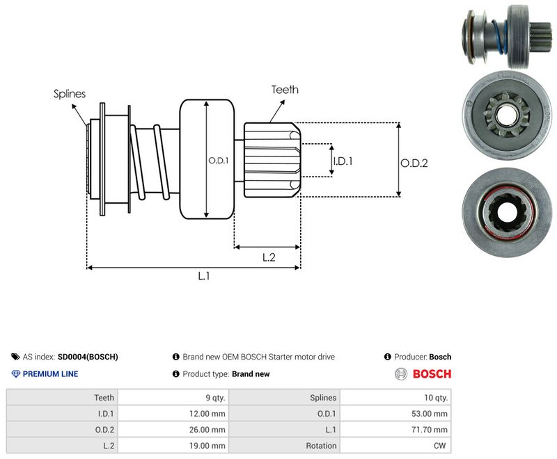 AS-PL SD0004(BOSCH) Freewheel Gear, starter