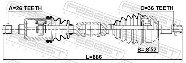 FEBEST 2314-PVRH Drive Shaft