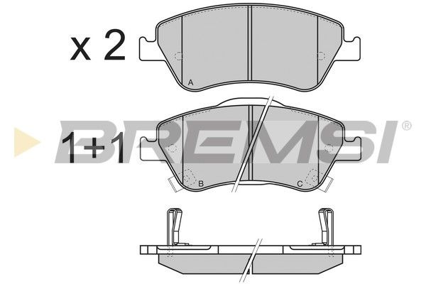 Комплект гальмівних накладок, дискове гальмо, Bremsi BP3339