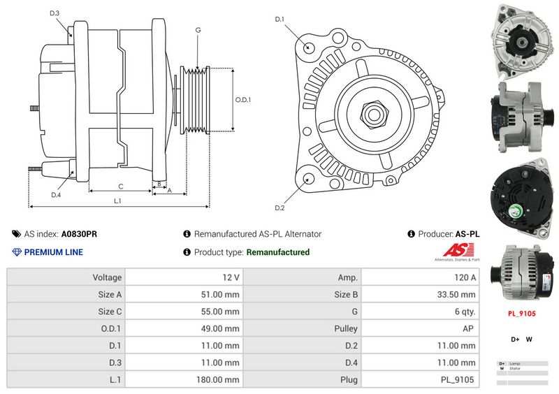 AS-PL A0830PR Alternator