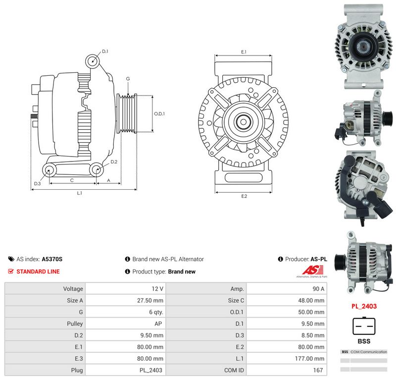 Generaator, AS-PL A5370S