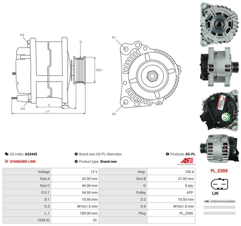 Generaator, AS-PL A3344S