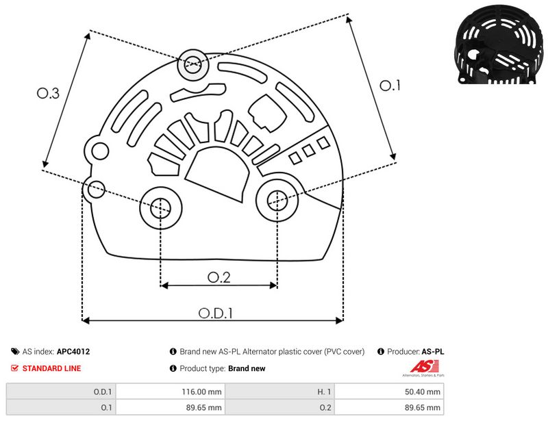 Kaitsekate, generaator, AS-PL APC4012