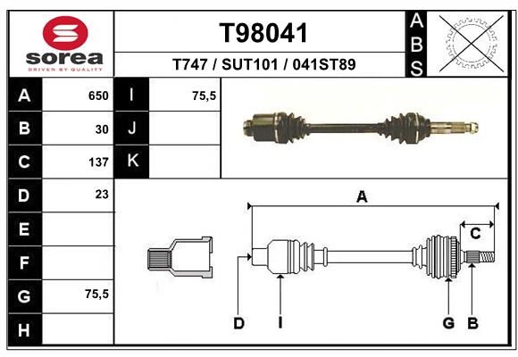 EAI hajtótengely T98041