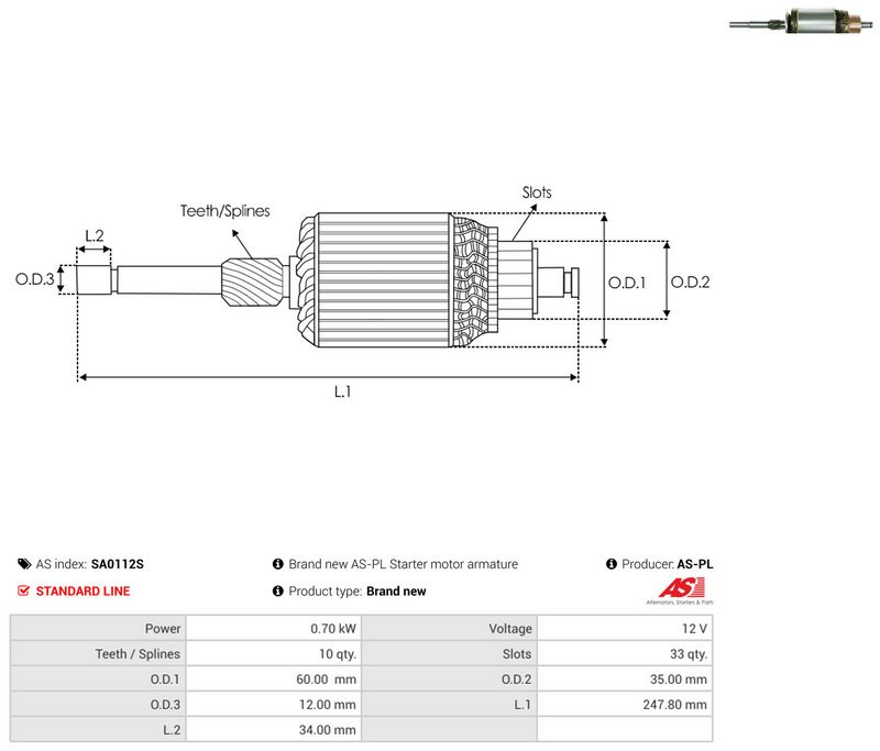 AS-PL SA0112S Armature, starter