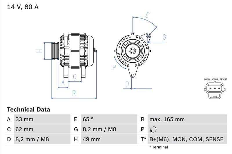 BOSCH Dynamo / Alternator 0 986 044 671