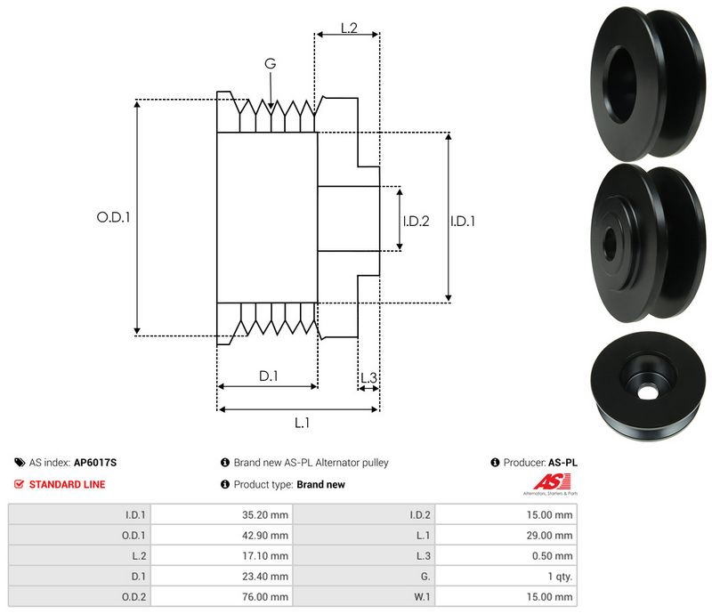 Rihmaratas, generaator, AS-PL AP6017S