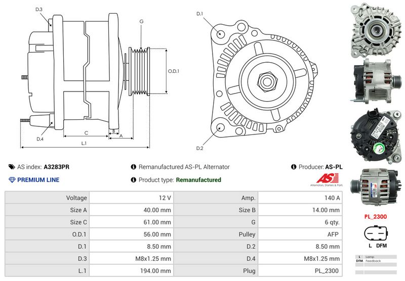 AS-PL A3283PR Alternator