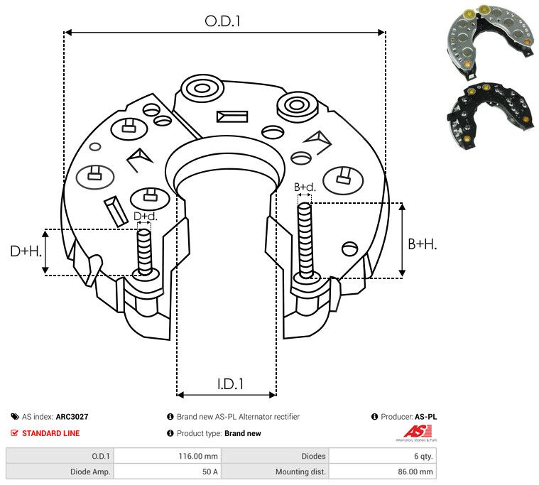 AS-PL ARC3027 Rectifier, alternator