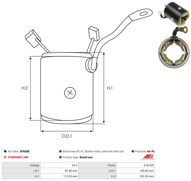 AS-PL SF6008 Field Winding, starter